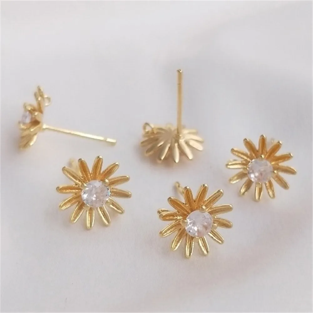 14K Gold Inlaid Zircon Small Daisy with Hanging Ring Small Flower Earrings 925 Silver Needle DIY Handmade Ear Jewelry E240
14K Gold Inlaid Zircon Small Daisy with Hanging Ring Small Flower Earrings 925 Silver Needle DIY Handmade Ear Jewelry E240