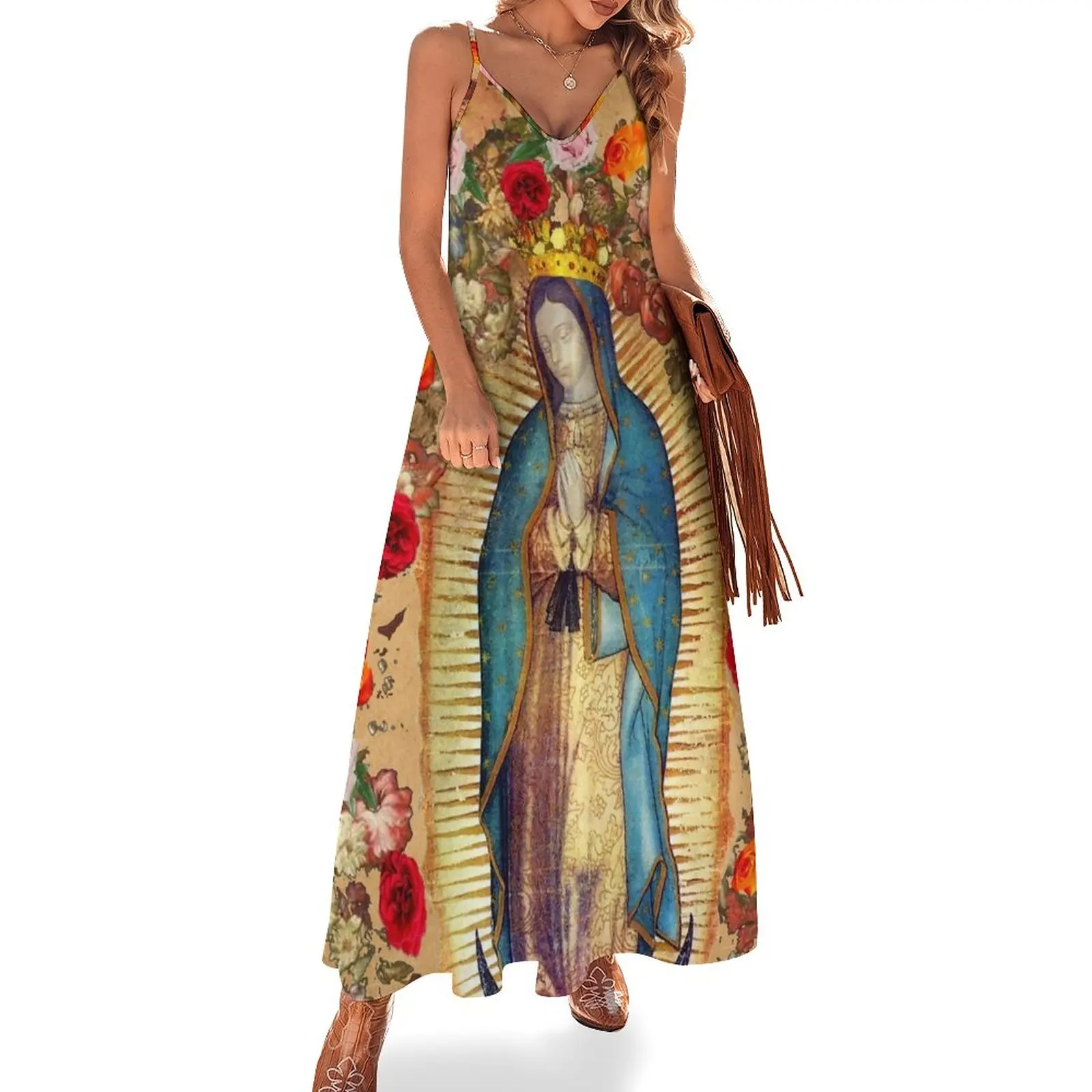 

Our Lady of Guadalupe Virgin Mary Catholic Mexico Sleeveless Dress Women's summer dress birthday dress dresses summer