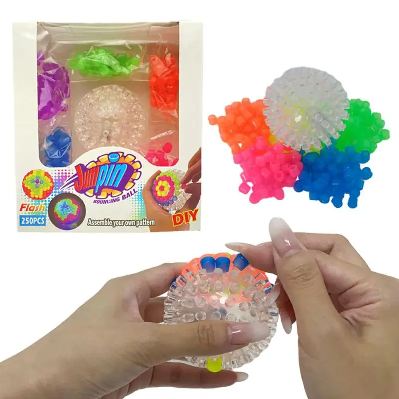 

Flash Bouncing Ball Assembly 3D Puzzle Tpr Beans DIY Flash Elastic Ball Glowing Jumping Balls Toys Anti-Stress Kids Party Favors