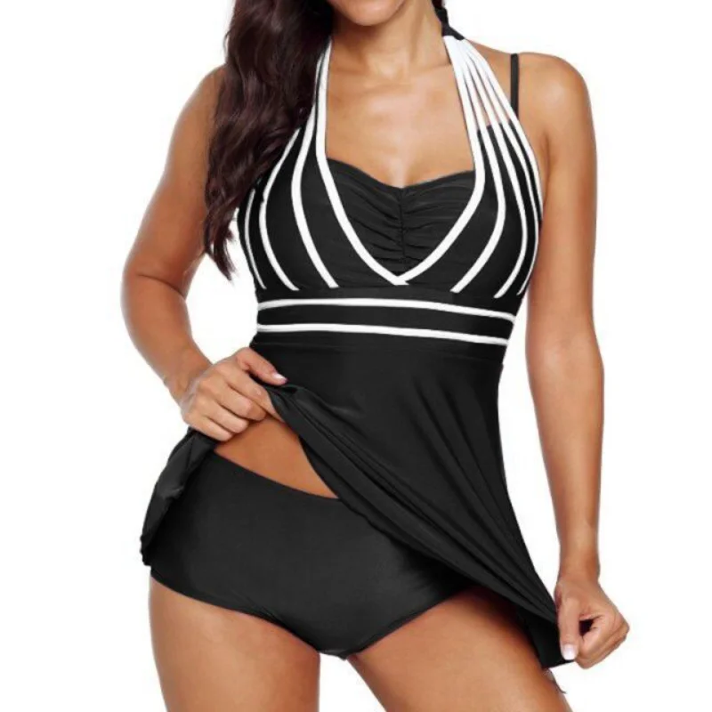 Solid Skirt Style Swimsuit Sexy Pleated Hanging Neck 2-piece Bikini Swimwear Women Summer Holiday Beachwear Bikinis Bathing Suit
Solid Skirt Style Swimsuit Sexy Pleated Hanging Neck 2-piece Bikini Swimwear Women Summer Holiday Beachwear Bikinis Bathing Suit