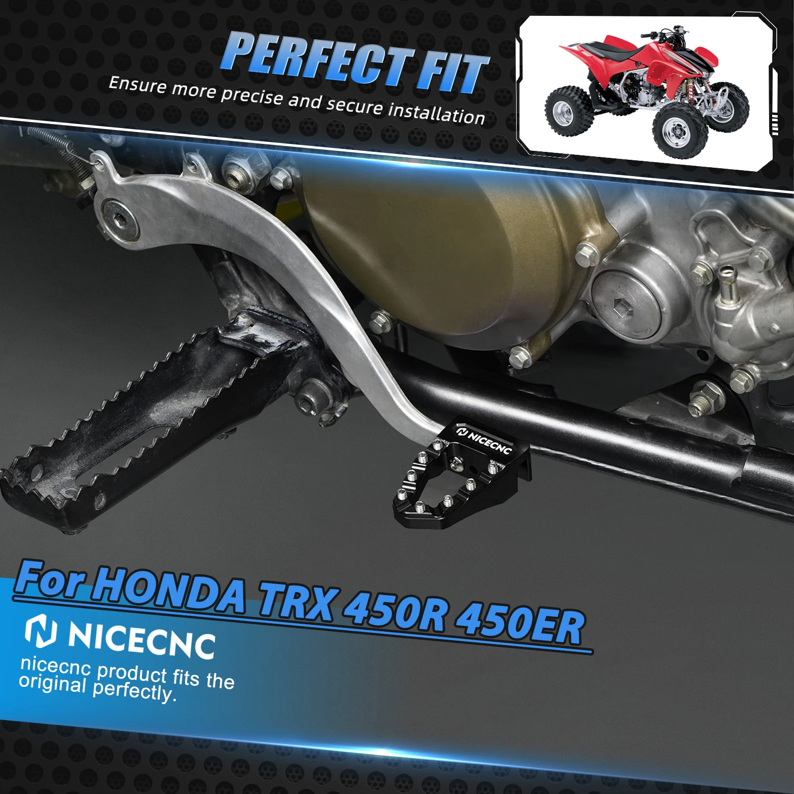 

Quad Upgraded Brake Pedal Tip Extender For ATV HONDA TRX 450ER 2006-2014 TRX450R Aluminum Enlarged Pedal Plate 46510-HP1-305