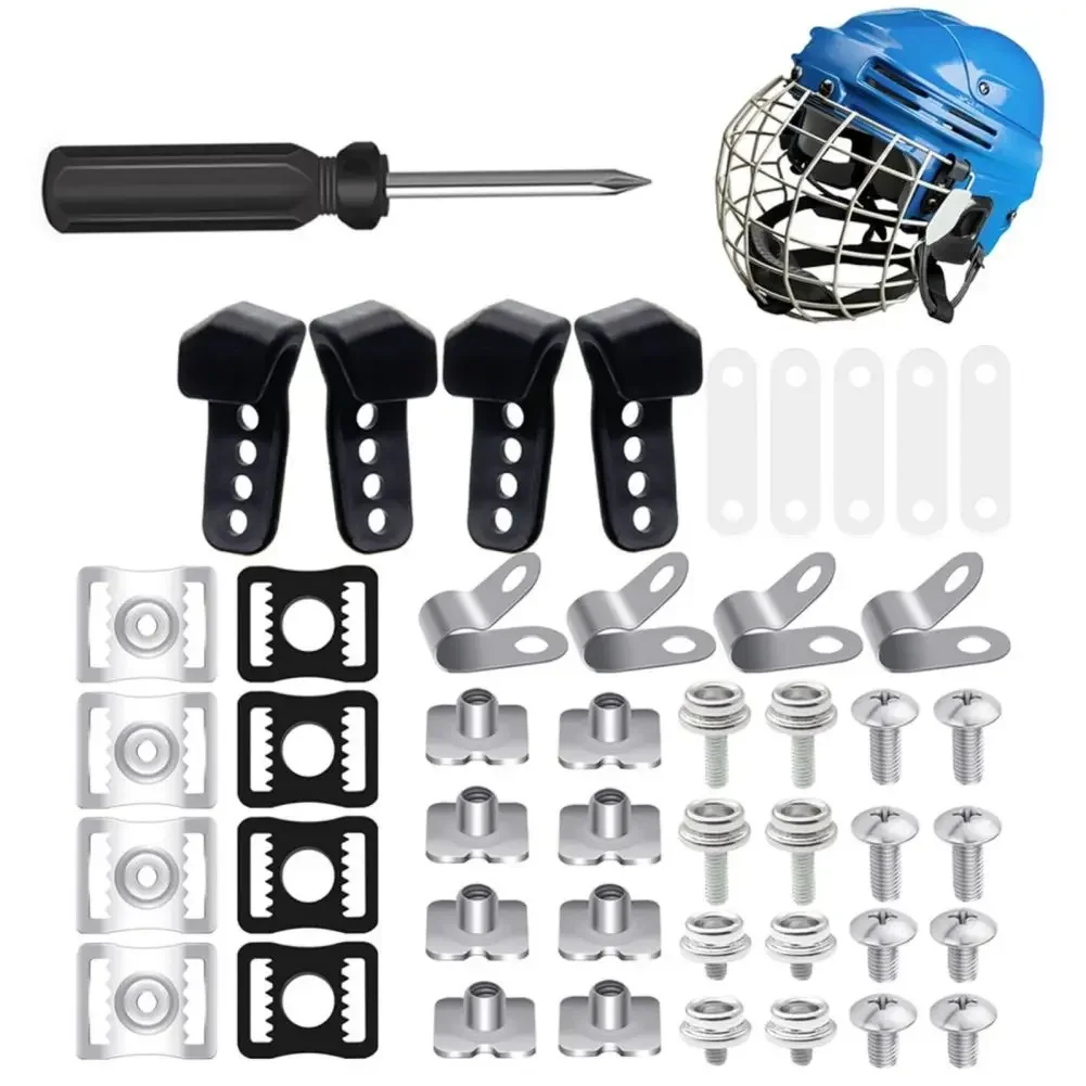 

60Pcs Baseball Helmet Repair Kit Including Nuts R-clips Rubber Washers Nuts Helmet Buckle Screwdrivers Kit For Helmet Repairment