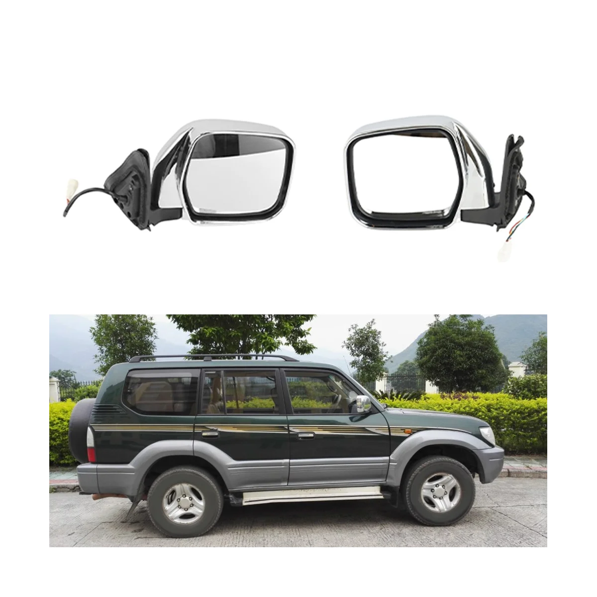 

Exterior Door Rearview Side Mirror Assy for Toyota Land Cruiser Prado LC90 1996-2002 5-PINS LH with Heated 87910-60540