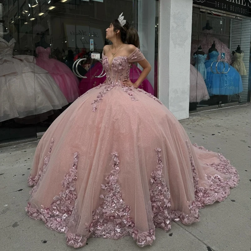 Luxury Pink Off Shoulder Quinceanera Dresses Ball Gown Appliques Lace Flower Beads Sweet 16 Dress Party Dresses Lace-Up vestidos
Luxury Pink Off Shoulder Quinceanera Dresses Ball Gown Appliques Lace Flower Beads Sweet 16 Dress Party Dresses Lace-Up vestidos