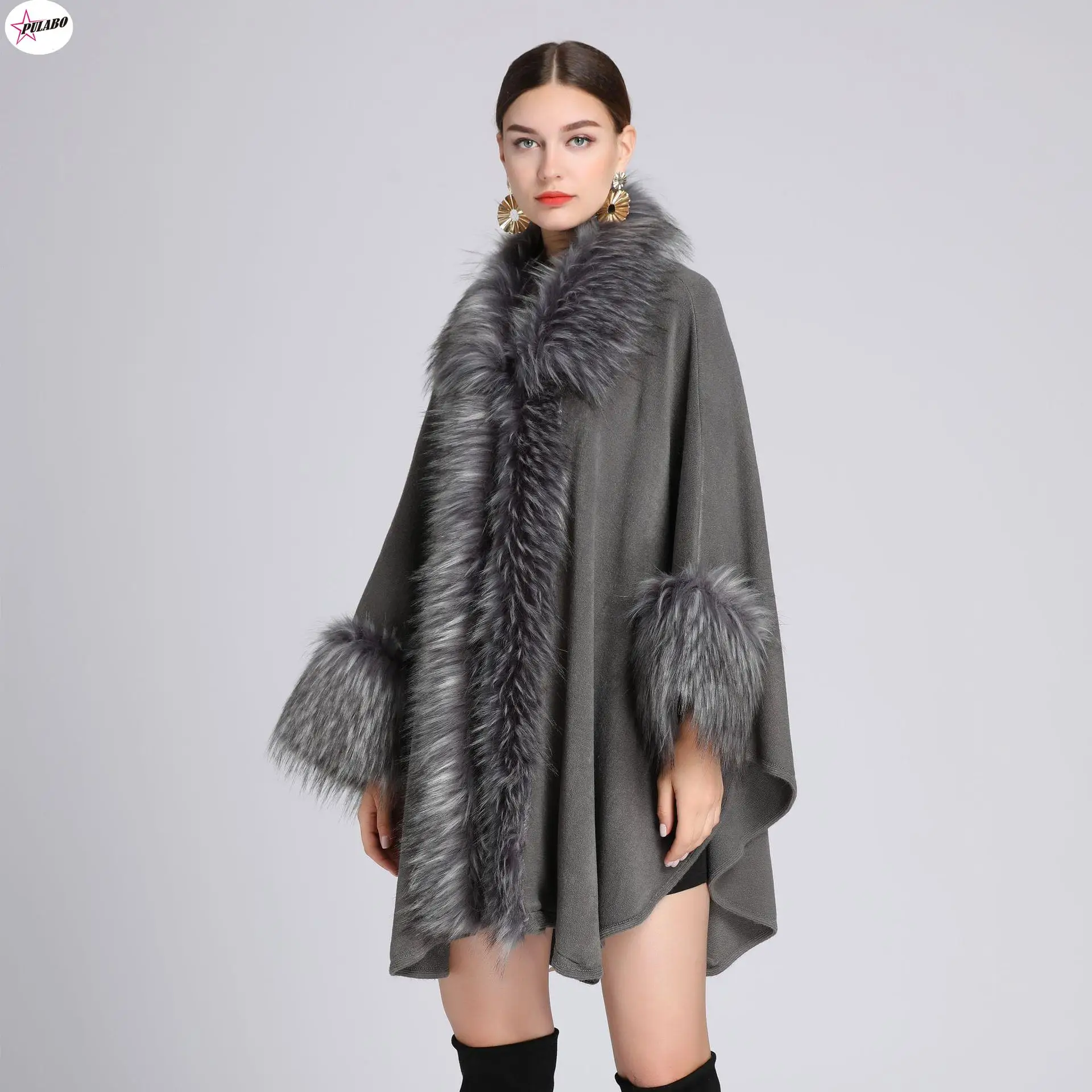 PULABO Autumn Winter Elegant Knitted Shawl Cape Imitation Raccoon Dog Fur Ladies Cardigan Fur Coat
PULABO Autumn Winter Elegant Knitted Shawl Cape Imitation Raccoon Dog Fur Ladies Cardigan Fur Coat