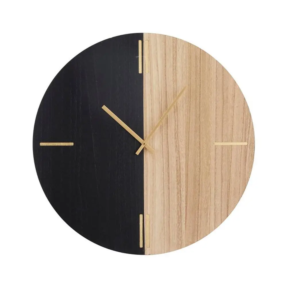 

Круглые деревянные настенные часы с мраморной стороной, минималистичный дизайн, черно-коричневая отделка, бесшумный механизм, комнатные современные декоративные часы, 24 дюйма
