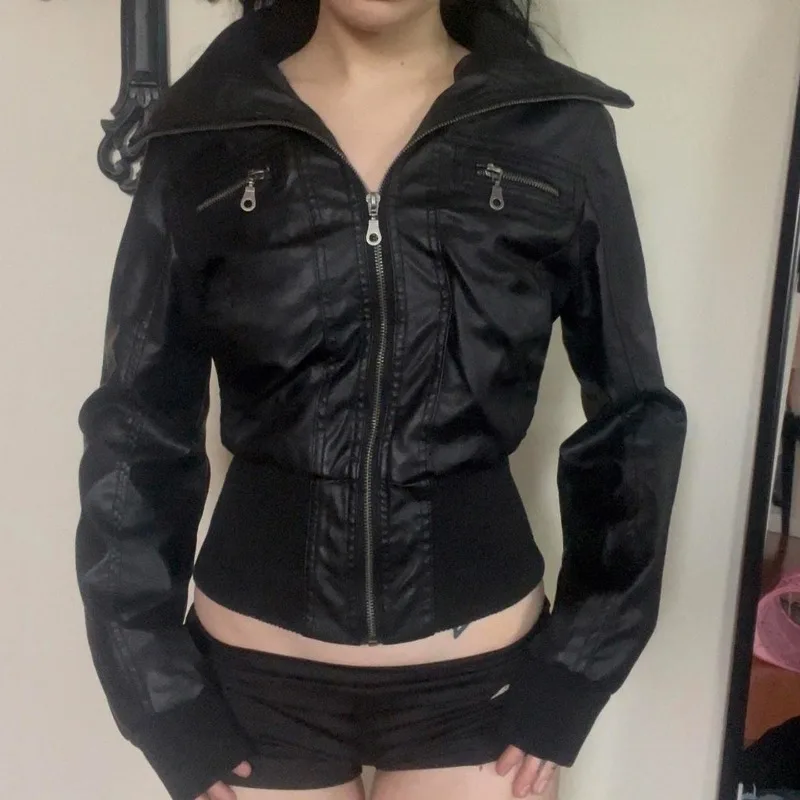 AltGoth Amercian Vintage Pu Leather Jacket Women Streetwear Harajuku Grunge Emo Alternative Grunge Zipper Casual Coats Female 40 S8d243464b7614433a8387aacc6116f888