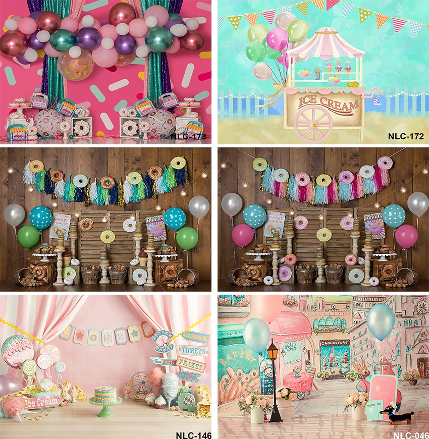 Candy Shop Theme Party Photocall Sweet Baby Birthday Backdrops Donut Ice Cream Photographic Backgrounds for Photo Studio
Candy Shop Theme Party Photocall Sweet Baby Birthday Backdrops Donut Ice Cream Photographic Backgrounds for Photo Studio