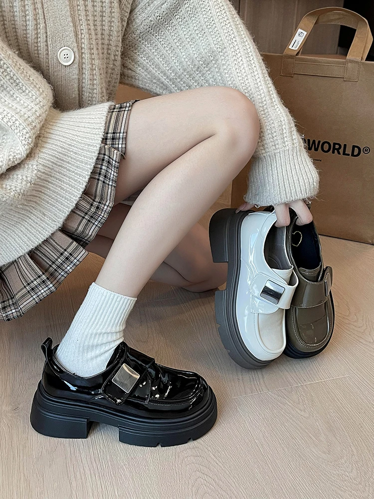 

Женские осенние туфли оксфорды в британском стиле подходящая ко всему женская обувь с круглым носком сабо на платформе повседневные кроссовки осенние кожаные в стиле преппи