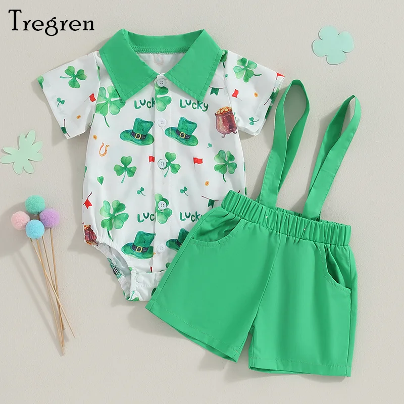 Tregren Infant Baby Boy Irish Jumpsuit Gentleman Outfit Shamrock&Hat Print Short Sleeve Romper with Suspender Shorts Clothes Set
Tregren Infant Baby Boy Irish Jumpsuit Gentleman Outfit Shamrock&Hat Print Short Sleeve Romper with Suspender Shorts Clothes Set
