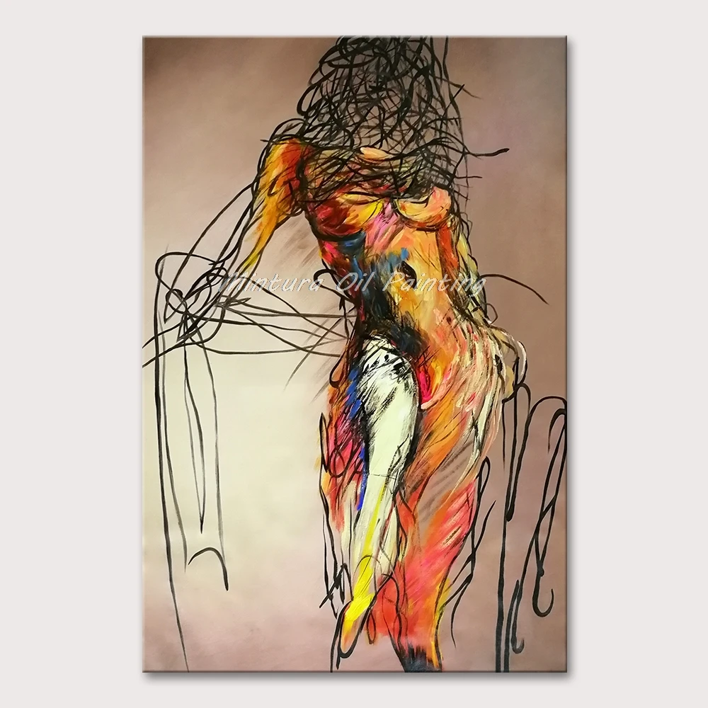 

Mintura Hand-Painted Oil Paintings on Canvas,Abstract Figure Drawing Wall Picture for Living Room Home Decor Wall Art No Framed