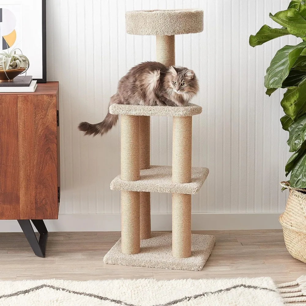 

Amazon Basics Cat Tree Indoor Climbing Activity Tower with Scratching Posts, Large, 17.7" x 45.9", Beige