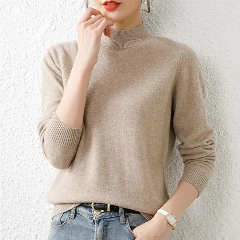 Long Sleeve Half Turtleneck Fashion Pullovers Women Sweater Office-lady Knitted Tops Autumn Winter Elegant Warm Clothes 29070
Long Sleeve Half Turtleneck Fashion Pullovers Women Sweater Office-lady Knitted Tops Autumn Winter Elegant Warm Clothes 29070