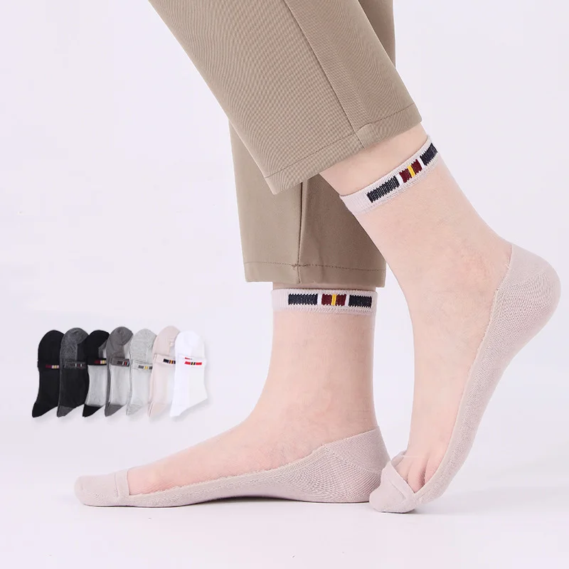 10 Pairs Summer Mens Silk Short Socks Nylon Thin Transparent Striped Cotton Bottom Business Gentleman Soft Elastic Sokken Brand
10 Pairs Summer Mens Silk Short Socks Nylon Thin Transparent Striped Cotton Bottom Business Gentleman Soft Elastic Sokken Brand