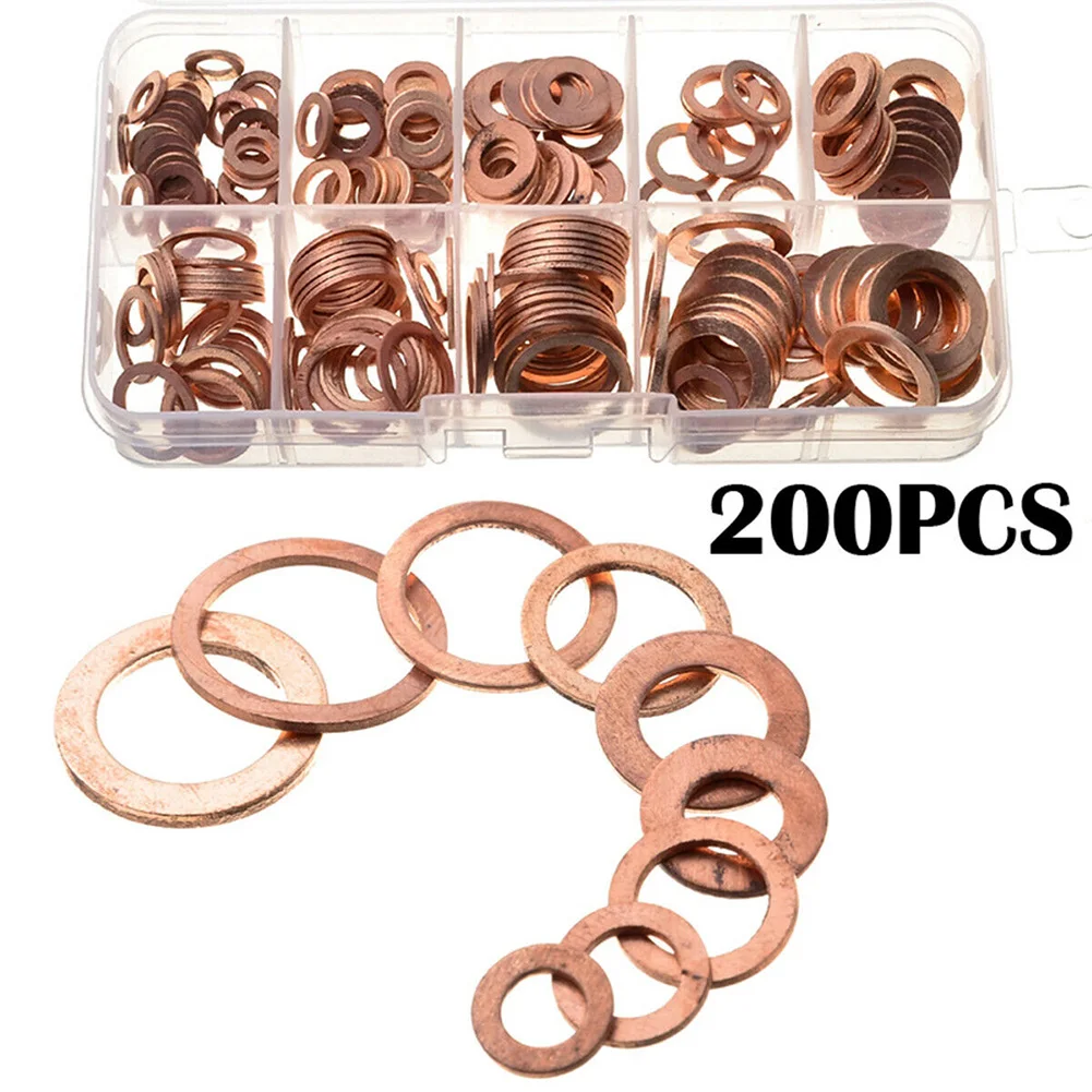 200PC Boxed 9Sizes Engine Oil Drain Plug Copper Crush Washer Seal O-Ring Gasket Copper Washers For Sump Plugs
200PC Boxed 9Sizes Engine Oil Drain Plug Copper Crush Washer Seal O-Ring Gasket Copper Washers For Sump Plugs