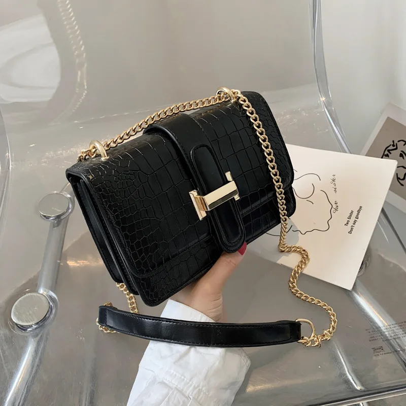 

Summer new high-quality alligator leather pattern chain crossbody bag small square daily leisure commuter shoulder bag exquisite