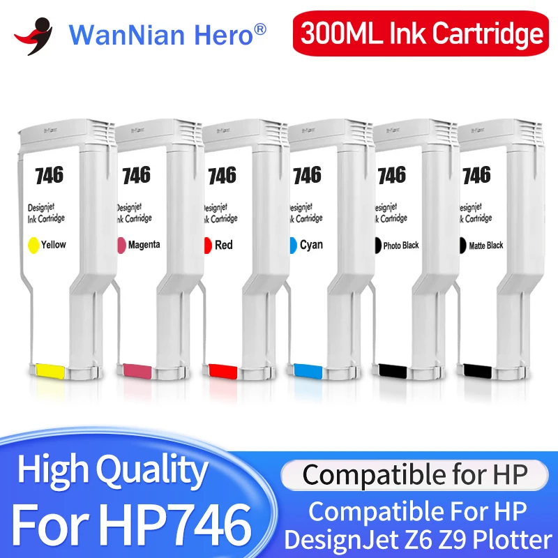 

300ML 746 746XL P2V82A P2V83A P2V80A P2V78A Compatible Color Inkjet Ink Cartridge for HP746 for HP DesignJet Z6 Z9 Printer