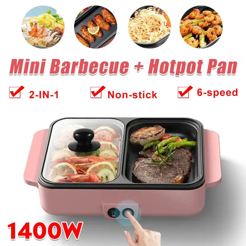 110V/220V Electric Hot Pot Cooker BBQ Grill 2 IN 1 Multifunctional Electric BBQ Grill Non Stick Plate Barbecue Pan Hot Pot 1400W
110V/220V Electric Hot Pot Cooker BBQ Grill 2 IN 1 Multifunctional Electric BBQ Grill Non Stick Plate Barbecue Pan Hot Pot 1400W