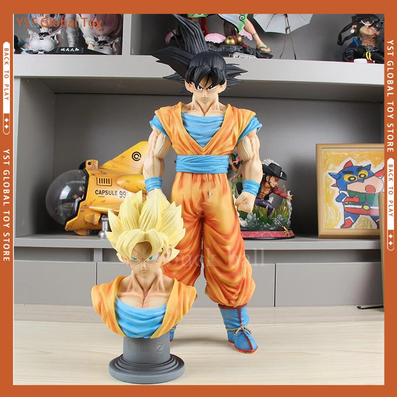 

Фигурка фигурки Dragon Ball Z Son Goku из аниме, 50 см, супер сайян Гоку, буксировочные головки, модель ПВХ, кукла, статуя, украшение, детские подарки, игрушки