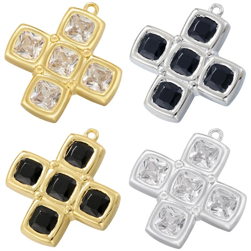 

3 Pcs Cross Zircon Pendant Micro Inlay Accessories for Handmade Making Materials DIY Necklace Chain Earrings Fittings Wholesale