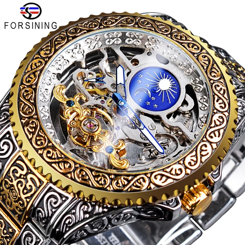 

Forsining Vintage Tourbillon Mechanical Watch Men's Automatic Hollow Wrist Waterproof Butterfly Clasp New