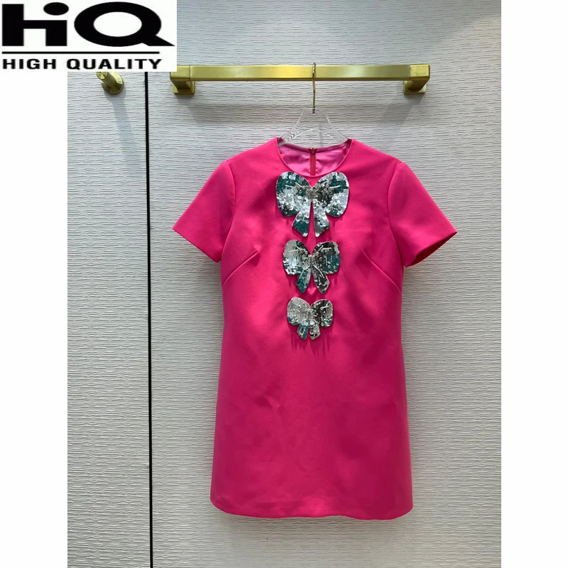 High Quality Women Temperament Fashionable Round Neck Short Sleeve Bow Sequin Embroidered A-Line Mini Dress
High Quality Women Temperament Fashionable Round Neck Short Sleeve Bow Sequin Embroidered A-Line Mini Dress
