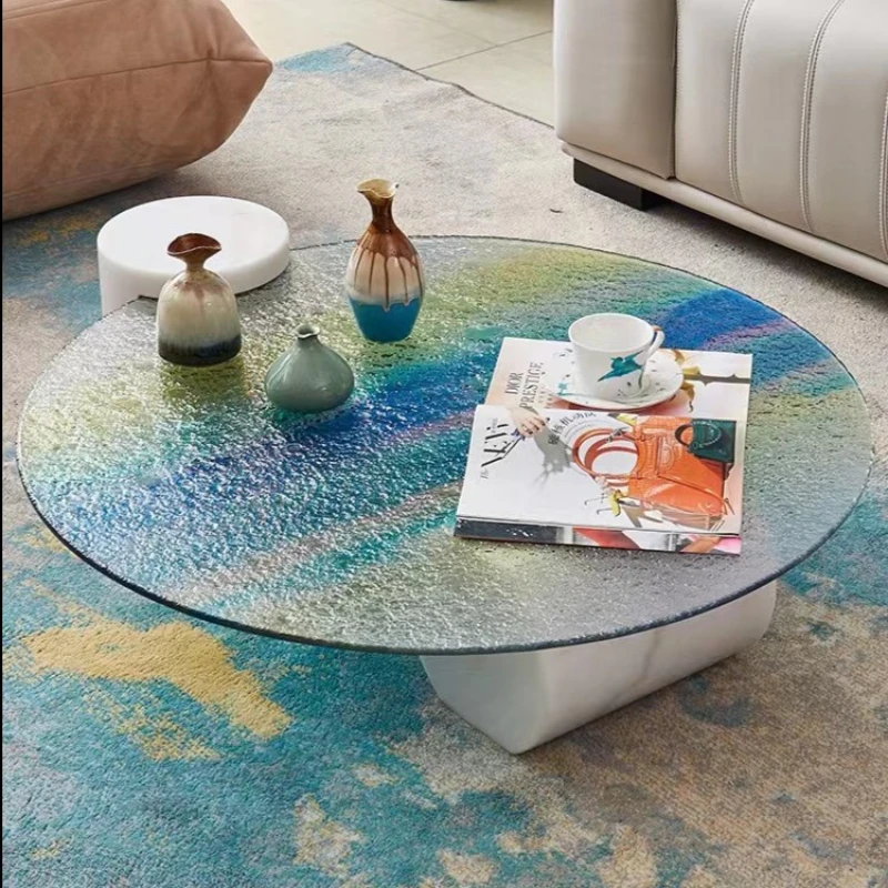 Luxury Minimalist Water Ripple round Coffee Table Designer Creative Personality Painted Tempered Crystal Glass Tea Table
Luxury Minimalist Water Ripple round Coffee Table Designer Creative Personality Painted Tempered Crystal Glass Tea Table