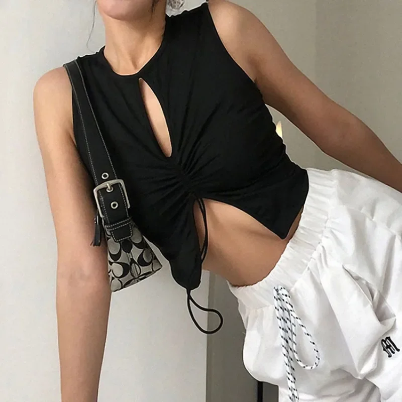 Spring/Summer Women's Style Exposed Neckline Front Split Hanging Rope Folding Slim Casual Street Tight Knitted Women's Top YF03
Spring/Summer Women's Style Exposed Neckline Front Split Hanging Rope Folding Slim Casual Street Tight Knitted Women's Top YF03