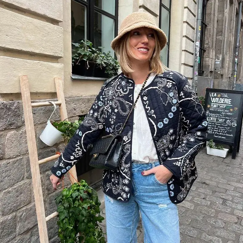 Fashion Casual Parka Single breasted Loose Quilted Cotton Jacker 2023 Autumn/Winter Coat Women New Printed Pocket Outerwear
Fashion Casual Parka Single breasted Loose Quilted Cotton Jacker 2023 Autumn/Winter Coat Women New Printed Pocket Outerwear