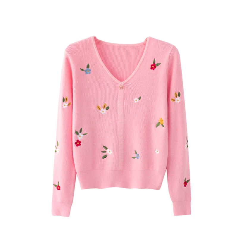 Women's Sweater 2022 Autumn Winter Knitted Pullovers V-neck Slim Fit Flower embroidery knitting Jumpers Basic Retro Sweaters
Women's Sweater 2022 Autumn Winter Knitted Pullovers V-neck Slim Fit Flower embroidery knitting Jumpers Basic Retro Sweaters