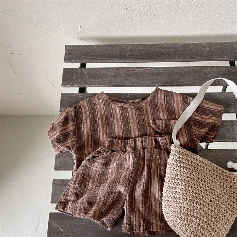 2057C Children's Clothing Set 2022 Summer Linen Cotton Boy's Two-piece Clothes Top +Short Baby Girls' Striped Suit
2057C Children's Clothing Set 2022 Summer Linen Cotton Boy's Two-piece Clothes Top +Short Baby Girls' Striped Suit