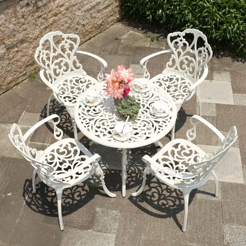 Outdoor Cast Aluminum Tables And Chairs Courtyard Garden Hotel Urniture Terrace Combination leisure Metal Round Patio Table
Outdoor Cast Aluminum Tables And Chairs Courtyard Garden Hotel Urniture Terrace Combination leisure Metal Round Patio Table