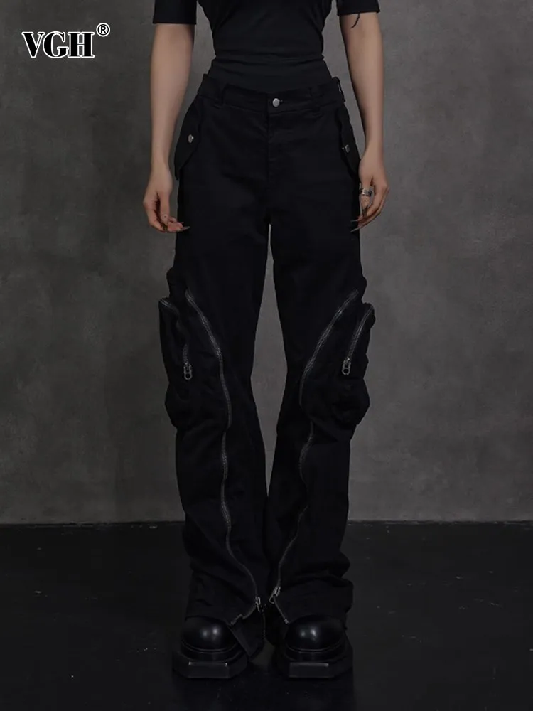 VGH Solid Spliced Pocket Loose Cargo Pants For Women High Waist Patchwork Zipper Streetwear Full Length Trousers Female Fashion
VGH Solid Spliced Pocket Loose Cargo Pants For Women High Waist Patchwork Zipper Streetwear Full Length Trousers Female Fashion