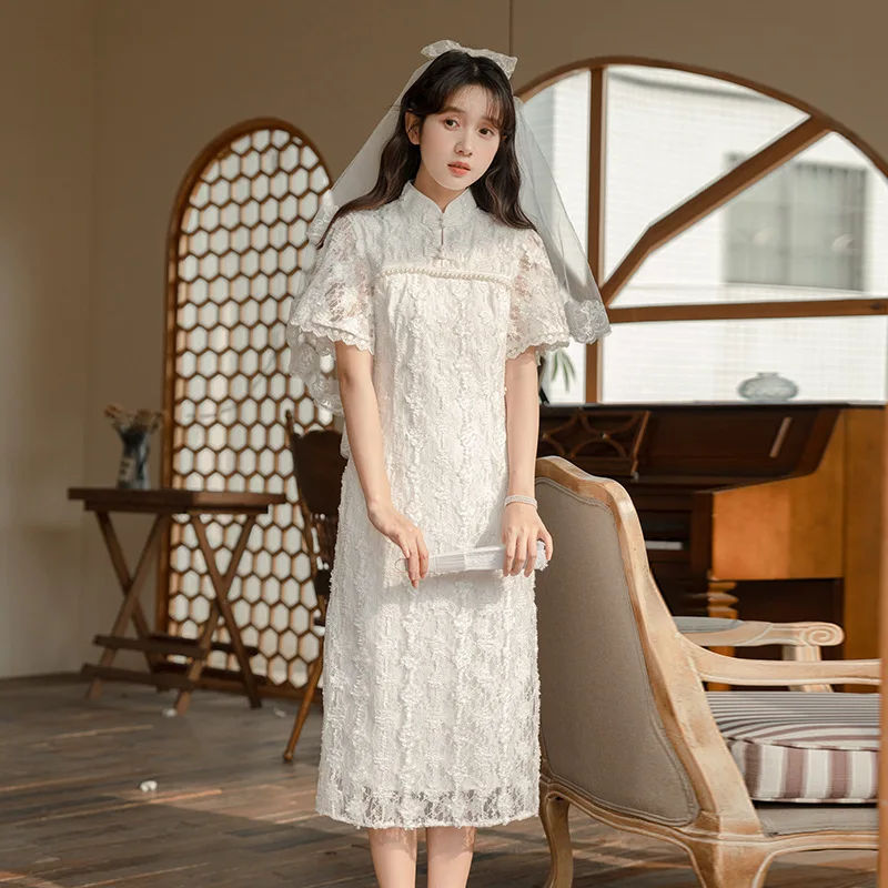 Chinese Style Lace Cheongsam Heavy White Lace Dress Women's Modified Summer 2023 New Retro Super Fairy Wedding Dress Women
Chinese Style Lace Cheongsam Heavy White Lace Dress Women's Modified Summer 2023 New Retro Super Fairy Wedding Dress Women