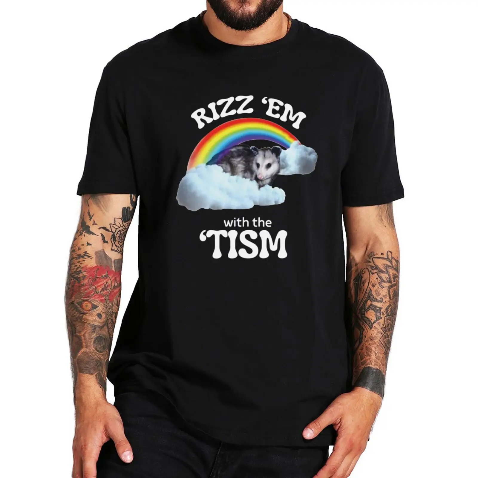 

Rizz Em With The Tism T Shirt Autism Funny Opossum Meme Autistic Gift Tshirts 100% Cotton Unisex O-neck T-shirts EU Size