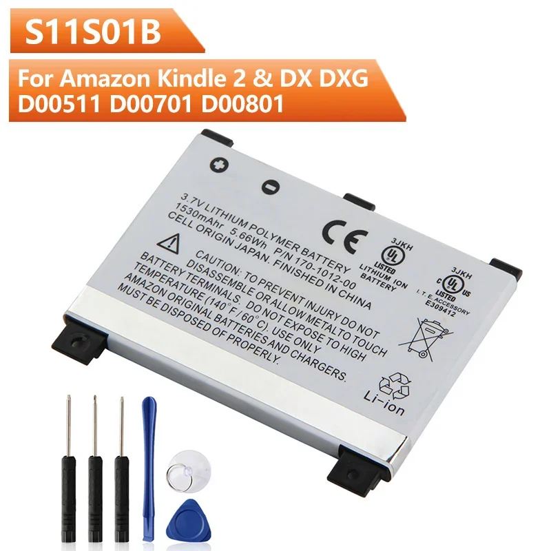 

NEW Replacement Battery S11S01B 170-1012-00 For Amazon Kindle 2 & Kindle DX DXG D00511 D00701 D00801 Battery 1530mAh