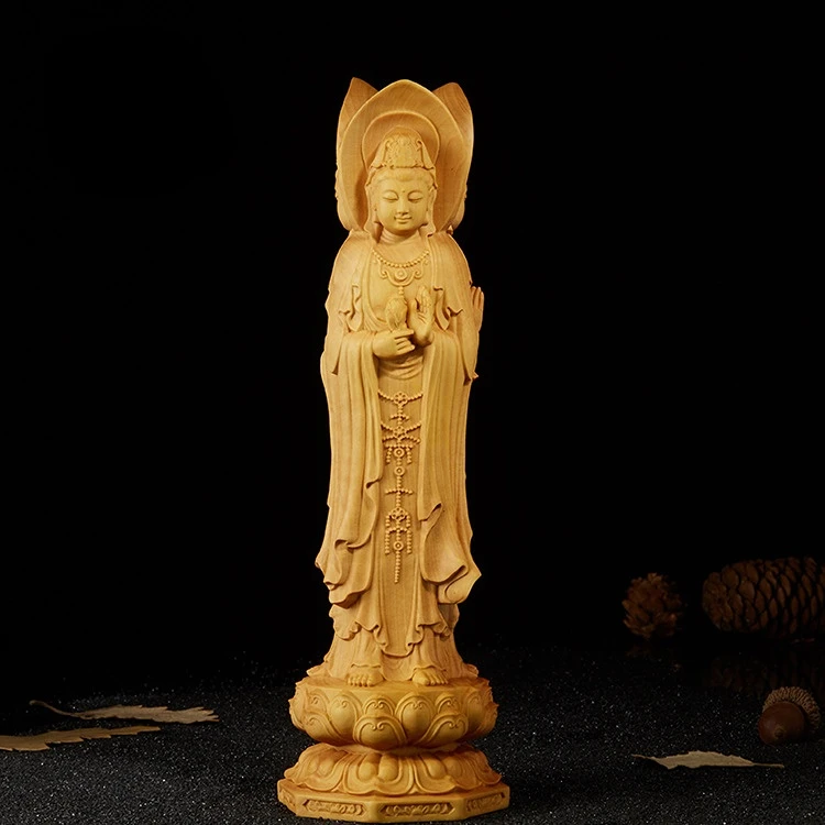 Guanyin Statue Wood Carving Home Decor Buddhism Figurines Three-sided Buddha Statue Wooden Sculpture Home Decoration
Guanyin Statue Wood Carving Home Decor Buddhism Figurines Three-sided Buddha Statue Wooden Sculpture Home Decoration