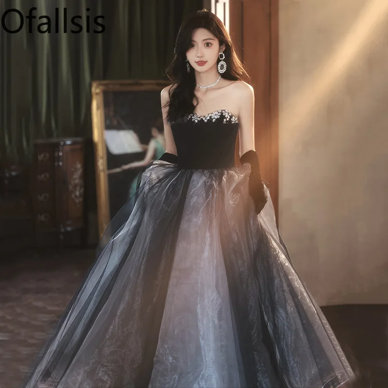 Ofallsis Black Strapless Diamonds Evening Dress 2024 Summer New Hosting French Banquet Birthday Party Adult Dresses Light Luxury
Ofallsis Black Strapless Diamonds Evening Dress 2024 Summer New Hosting French Banquet Birthday Party Adult Dresses Light Luxury
