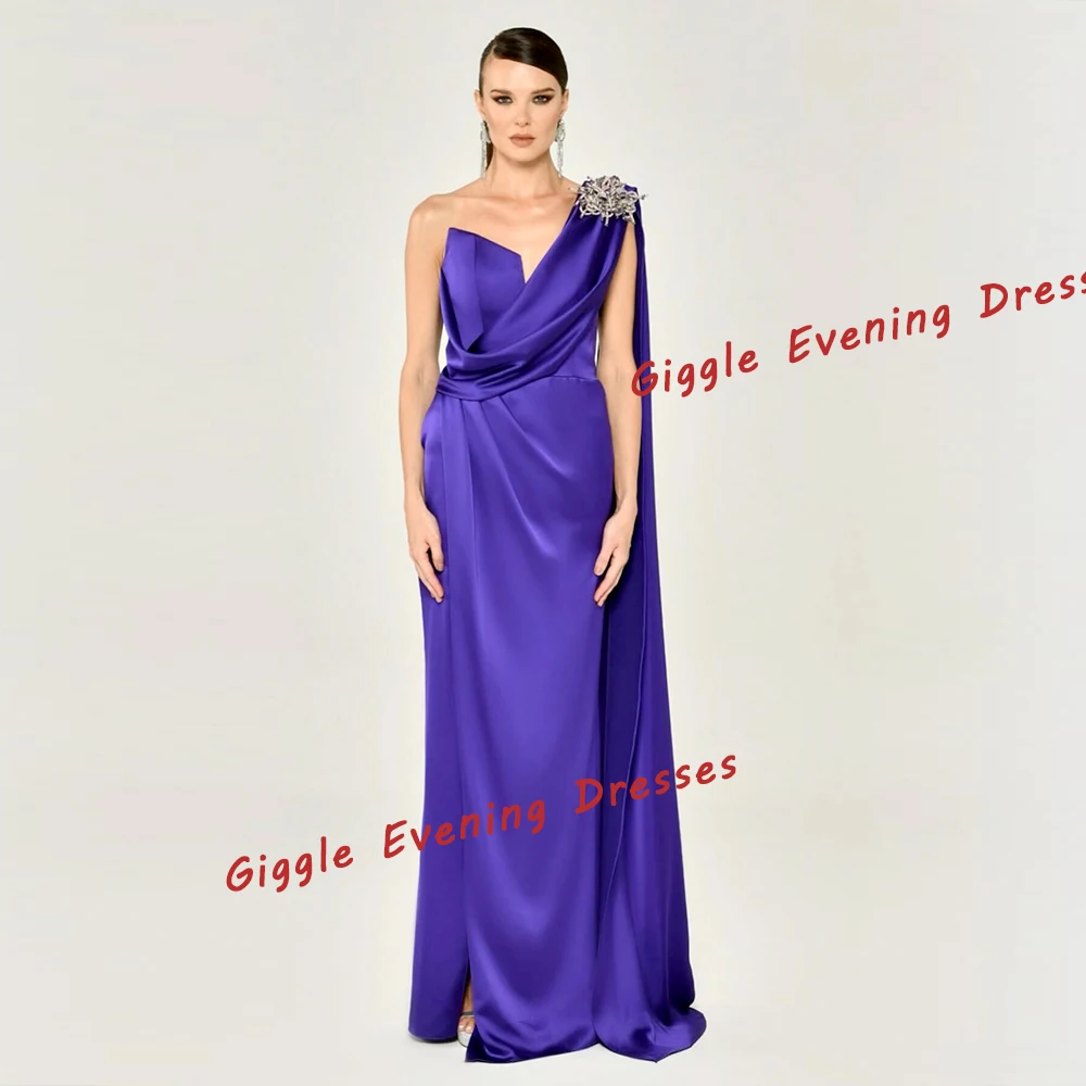 Giggle Satin Flower One-Shoulder Elegance Prom Gown Saudi Arab Pleating Pretty Floor-Length Evening Party Dresses for Women 2024 
Giggle Satin Flower One-Shoulder Elegance Prom Gown Saudi Arab Pleating Pretty Floor-Length Evening Party Dresses for Women 2024