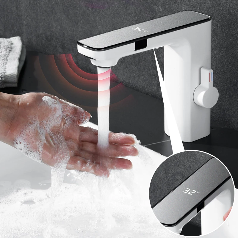 Sensor Basin Faucet Touchless Brass Smart Digital Display Bathroom Basin Infrared Faucet Hot and Cold Water Mix Tap Basin Faucet
Sensor Basin Faucet Touchless Brass Smart Digital Display Bathroom Basin Infrared Faucet Hot and Cold Water Mix Tap Basin Faucet