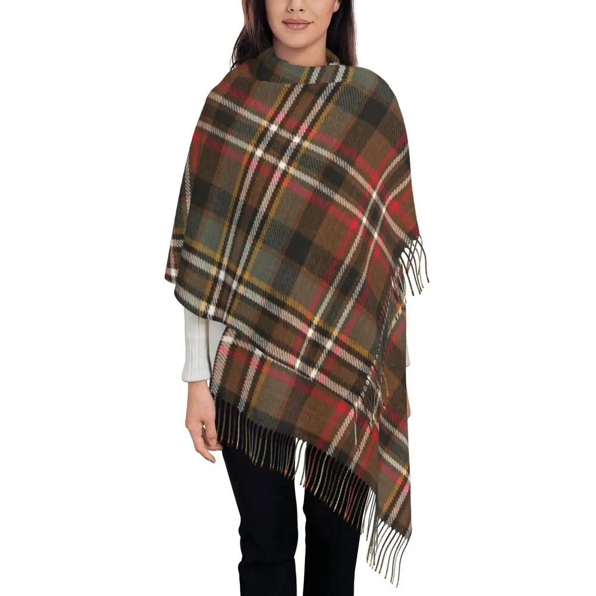 

Fashion Popular Green Tartan Plaid Tassel Scarf Women Winter Fall Warm Shawl Wrap Lady Scarves