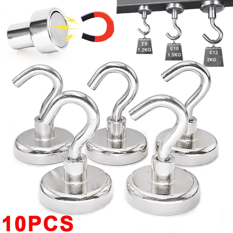 

10/1Pcs Magnetic Hooks Wall-mounted Strong Magnet Storage Holder Hook For Keys Fridge Sticker Kitchen Bathroom Organizer Hooks