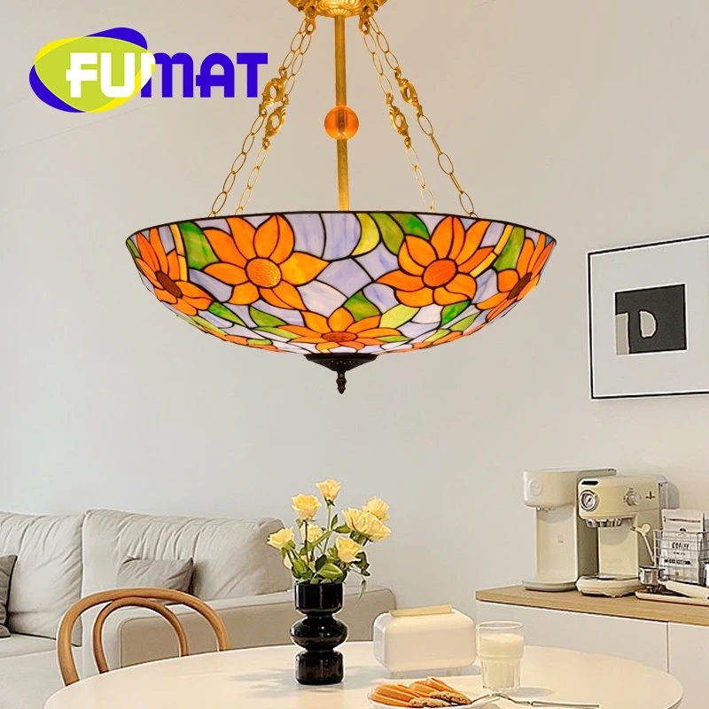 FUMAT Tiffany glass chandelier American simple retro style art Deco living room dining room bedroom reverse pendant light
FUMAT Tiffany glass chandelier American simple retro style art Deco living room dining room bedroom reverse pendant light