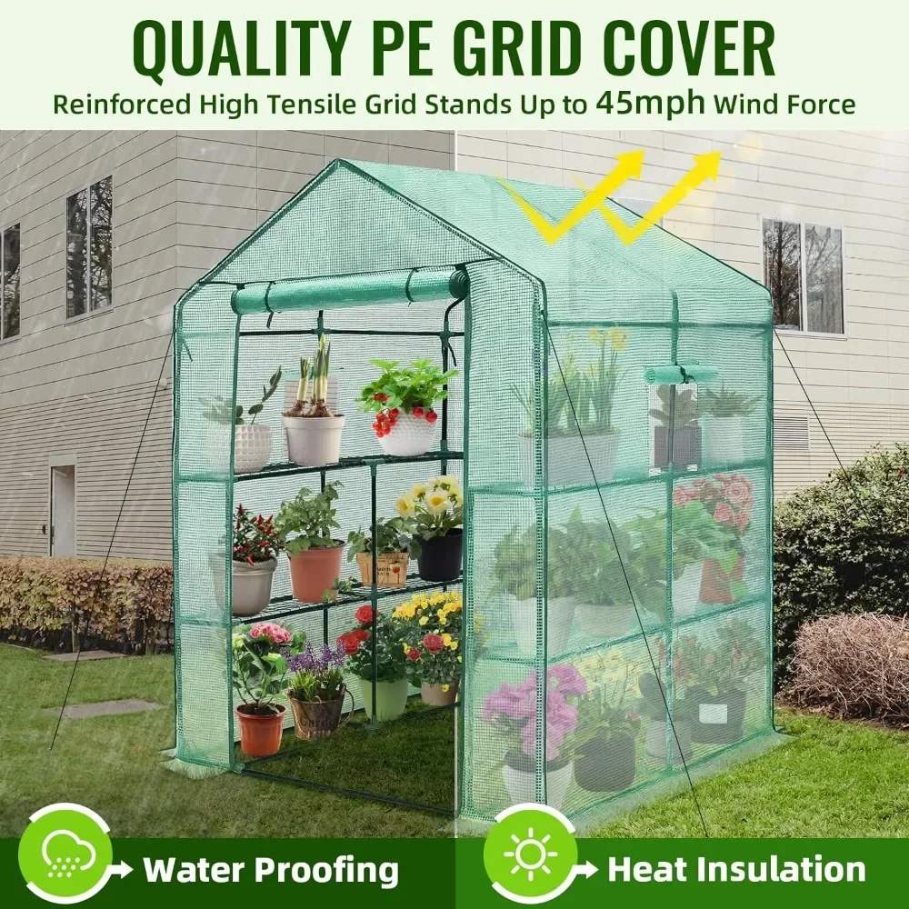 Greenhouse, 56 x 56 x 75'' Greenhouses for Outdoors, Thicken PE Cover, 3 Tiers 8 Shelves, Heavy Duty Walk in Green Houses
Greenhouse, 56 x 56 x 75'' Greenhouses for Outdoors, Thicken PE Cover, 3 Tiers 8 Shelves, Heavy Duty Walk in Green Houses