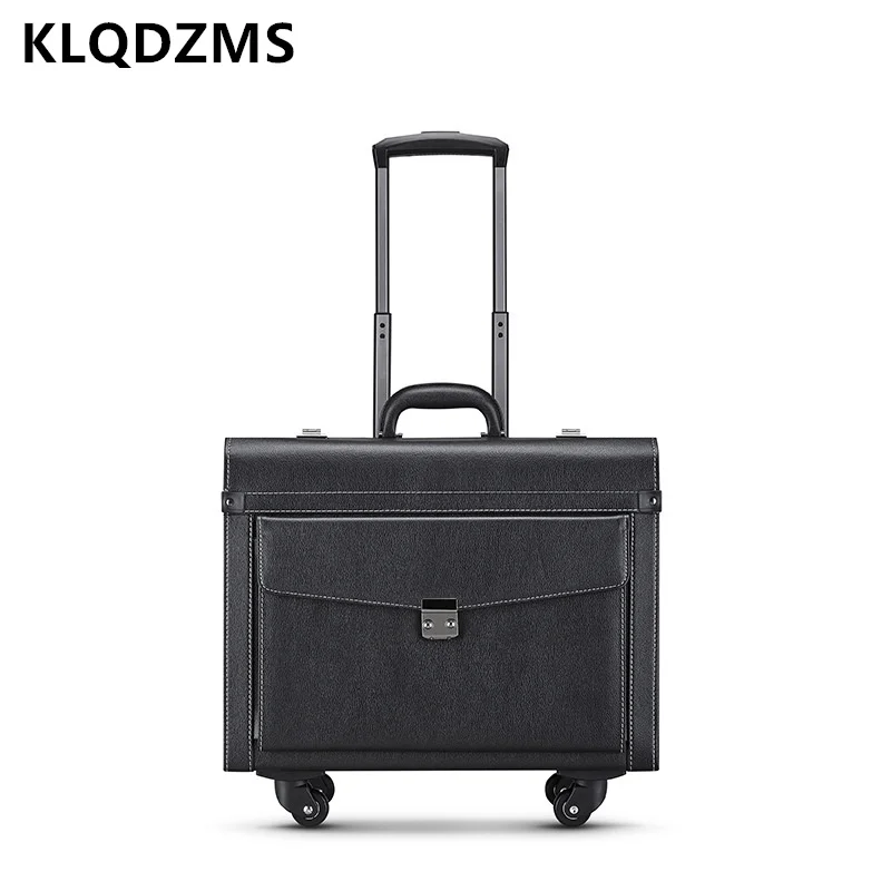 

KLQDZMS 18 Inch Rolling Luggage Spinner High Quality Business Trolley Case Small Boarding Box Flight Case with Wheels Suitcase