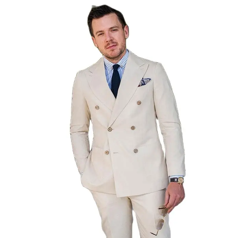 Summer Beach Casual Suit for Men Wedding Groom Tuxedo Double Breasted Peaked Lapel Man Blazer Suit 2 Piece Custom Made
Summer Beach Casual Suit for Men Wedding Groom Tuxedo Double Breasted Peaked Lapel Man Blazer Suit 2 Piece Custom Made