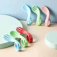 Baby Spoon Learn Eat Elbow Short Handle Fork Spoon Set Child Baby Training Complementary Food Tableware Crooked Spoon For 0-1Y
Baby Spoon Learn Eat Elbow Short Handle Fork Spoon Set Child Baby Training Complementary Food Tableware Crooked Spoon For 0-1Y