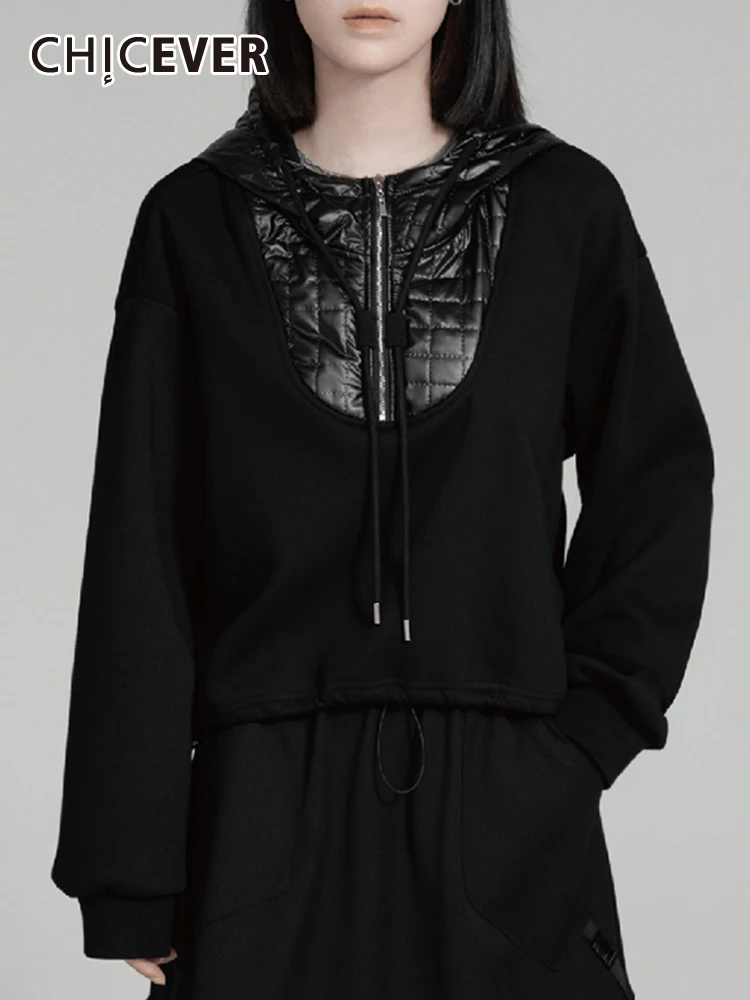 CHICEVER Patchwork Sweatershirts For Women Hooded Collar Long Sleeve Spliced Drawstring Pullover Winter Sweatershirt Female New
CHICEVER Patchwork Sweatershirts For Women Hooded Collar Long Sleeve Spliced Drawstring Pullover Winter Sweatershirt Female New