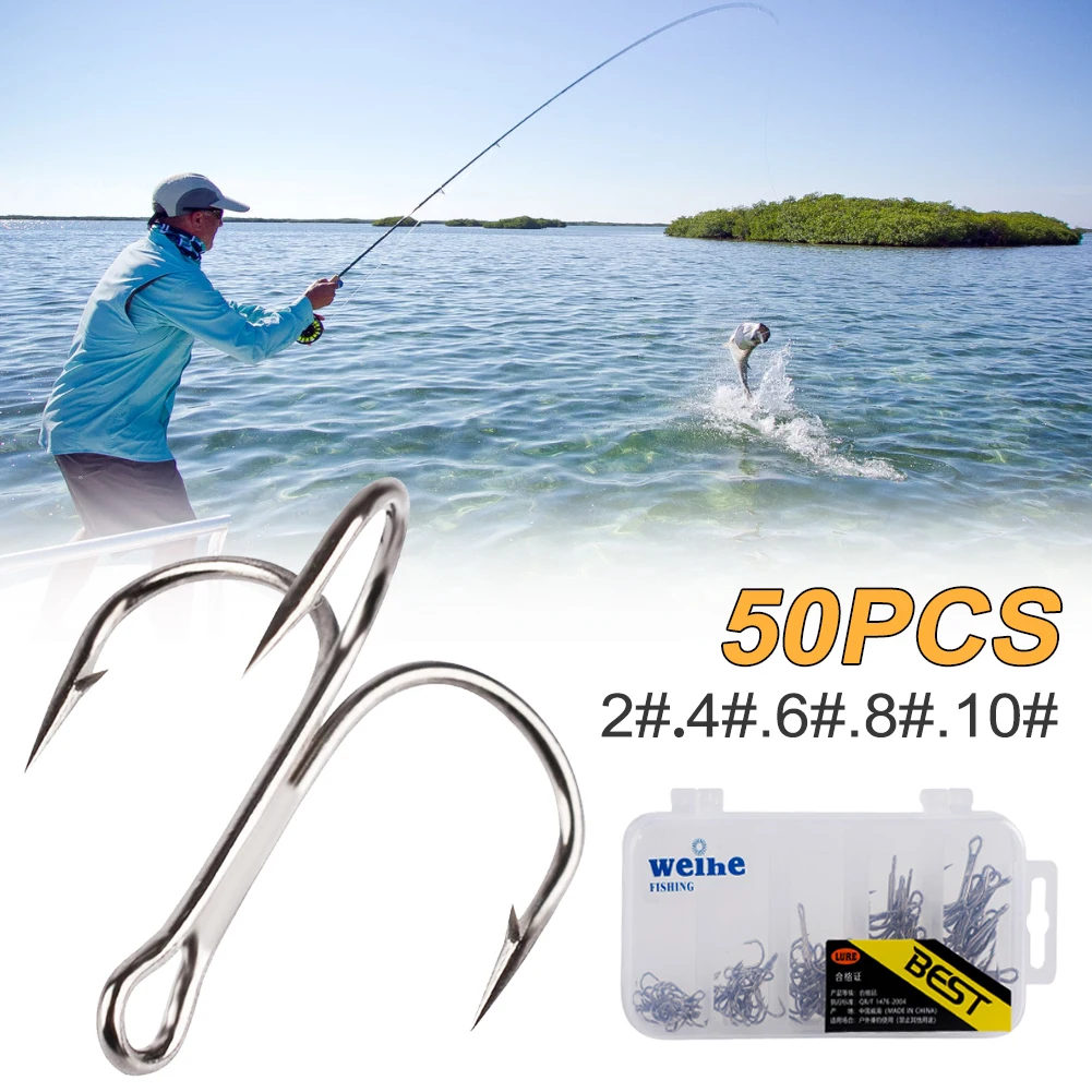 50pcs Fishing Treble Hooks High Carbon Steel Material 2#-10# Treble Black Fishing Hook Barbed Saltwater Bass with Storage Box
50pcs Fishing Treble Hooks High Carbon Steel Material 2#-10# Treble Black Fishing Hook Barbed Saltwater Bass with Storage Box