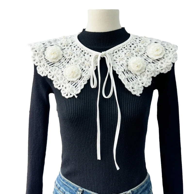 

Flower Faux Collar Decorative Shirt Collar Crochet Beading Collar Dress Decors Dropship